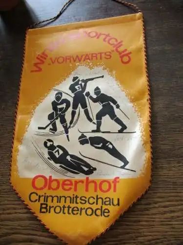 Wimpel Wintersportklub Vorwärts Oberhof Crimmitschau Brotterode Unterschrift DDR