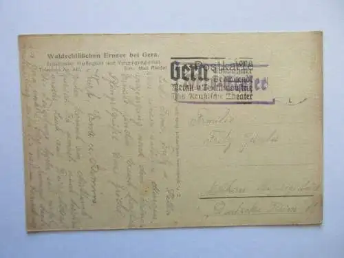 seltene alte Ak Waldschlösschen Ernsee Gera Innenansicht um 1940