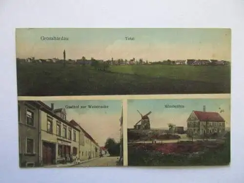 seltene alte Ak Grossbardau Gasthof zur Weintraube Windmühle Häuser 1911