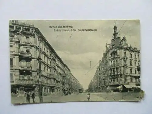 seltene Ak Berlin Schöneberg Bahnstrasse Ecke Kolonnenstrasse Geschäfte 1920