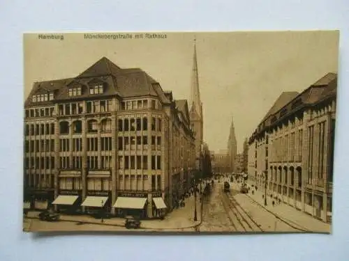 seltene Ak Hamburg Mönckebergstraße Geschäfte Menschen um 1925