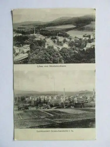 seltene Ak Löbau vom Nicolaikirchturm Grossschweidnitz Landesanstalt 1909