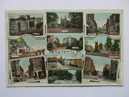 seltene Ak Kattowitz Katowice Schlesien Mehrfachkarte Grundmann Mühlstraße 