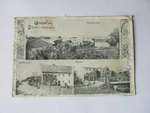seltene Ak Briesing bei Niedergurig Malschwitz Dorfansicht Mühle Total um 1910