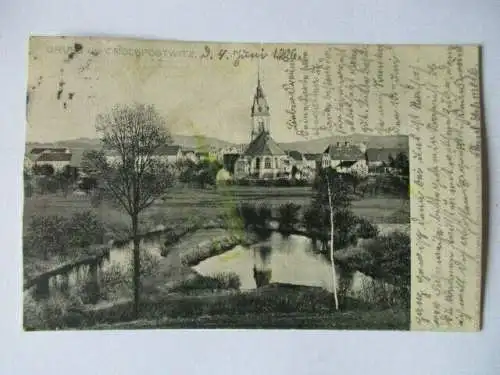 seltene Ak Grosspostwitz Oberlausitz Ortsansicht mit Teich Häuser 1906