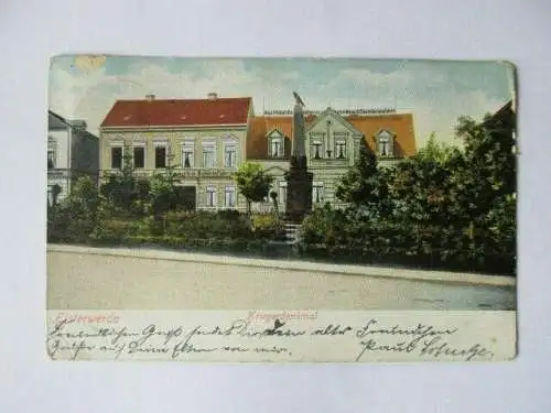 seltene Ak Elsterwerda Kriegerdenkmal Schirmfabrik Bau Möbel Tischlerei 1908