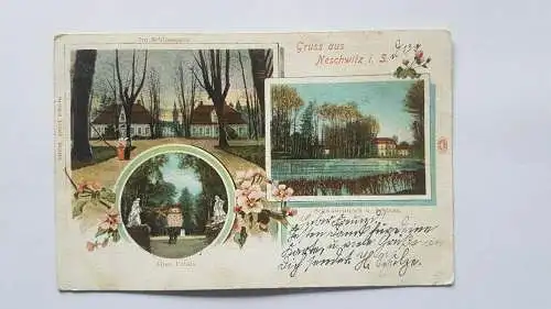 selten Ak Neschwitz Oberlausitz Litho Schloss Schwanenteich Palais 1906