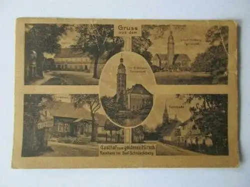 seltene Ak Reinharz Bad Schmiedeberg Gasthof goldenen Hirsch Dorfstrasse um 1905