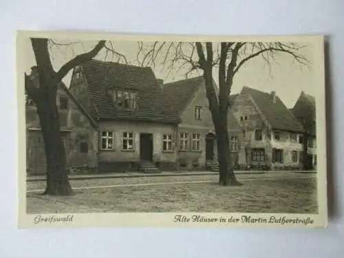 seltene Ak Greifswald Alte Häuser in der Martin Lutherstrasse
