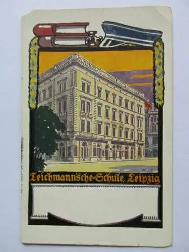 seltene AK Leipzig Teichmann`sche Schule Georgiring um 1910 ungel.