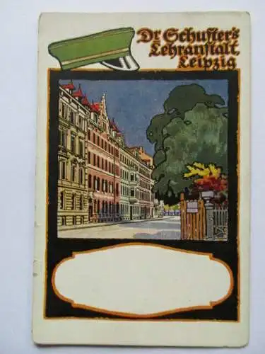 seltene AK Leipzig Dr. Schuster`s Lehranstalt Paul Gruner Straße um 1910 ungel.