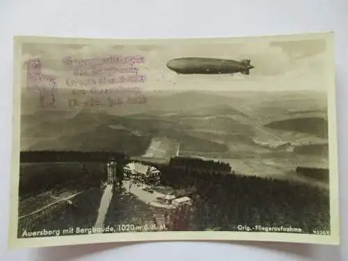seltene AK Auersberg Zeppelin Orig. Fliegeraufnahme mit Stempel 13. -26.7. 1938