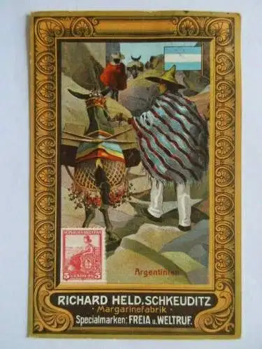 seltene AK Schkeuditz Magarinefabrik Richard Held Reklame Argentinien 1920