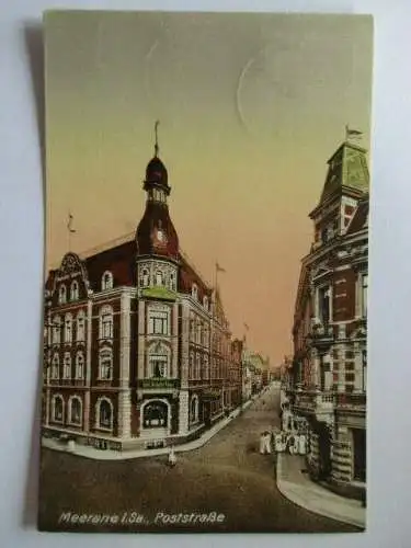 seltene Ak Meerane Poststraße mit Hotel Deutscher Kaiser gel. 1927
