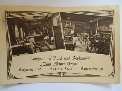 seltene AK Halle Saale Kaufmanns Hotel Restaurant Innenansicht 1922