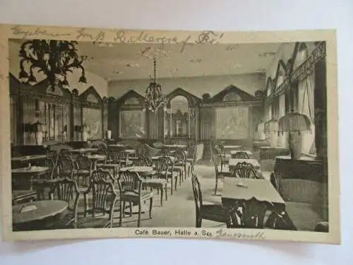seltene AK Halle Saale Cafe Bauer Innenansicht 1921
