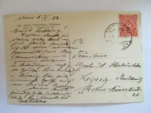 seltene AK Eisleben Cafe Restaurant Zur Tulpe 1922