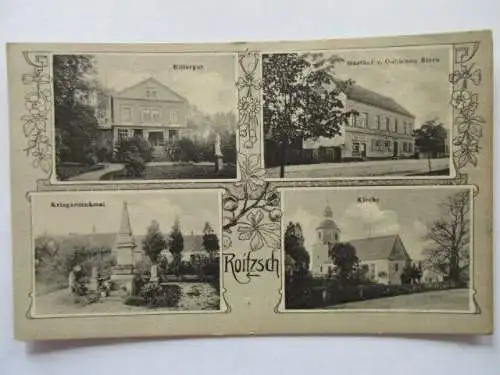seltene AK Roitzsch bei Trossin Gasthof Goldener Stern Rittergut Kirche um 1930