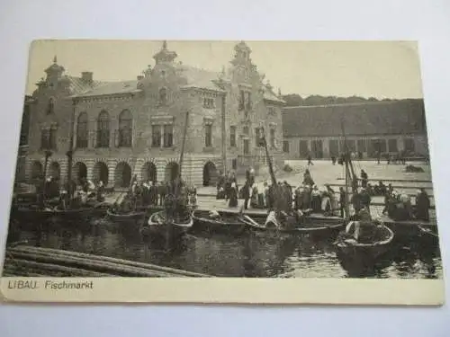 seltene AK Libau Liepaja Fischmarkt 1918