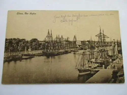 seltene AK Libau Liepaja Hafen Schiffe 1918