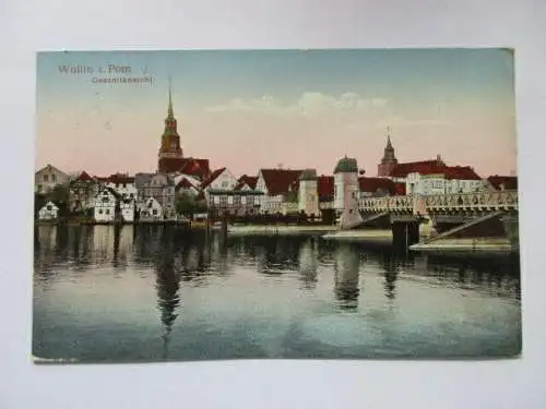 seltene AK Wollin Mistdroy Pommern Gesamtansicht gel. 1922