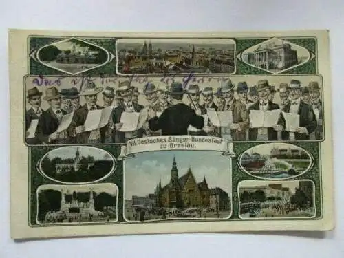 seltene AK Breslau VII. Deutsches Sänger- Bundesfest zu Breslau 1907