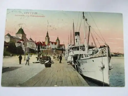 seltene AK Stettin Szczecin  Bollwerk und Hakenterasse gel. 1922