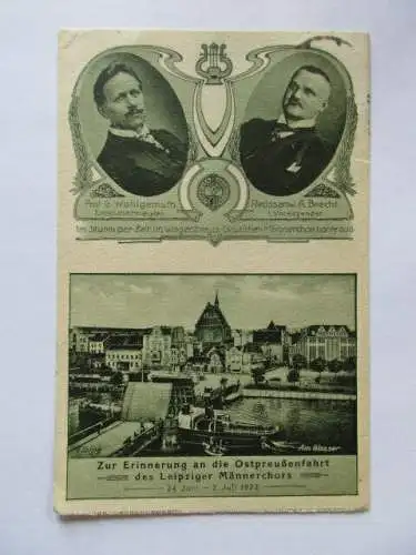 AK Zur Erinnerung an die Ostpreussenfahrt Männerchor Leipzig 1922