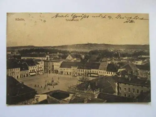 seltene AK Köslin Koszalin Pommern Totalansicht gel. 1922