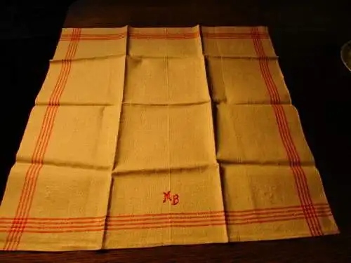 1 Leinen Geschirrtücher Handtuch Tischläufer rot Streifen Art Deco  ( 112 )