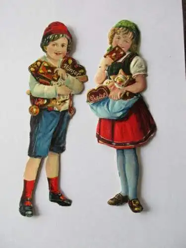 wunderschöne alte Kinder Hänsel Gretel Oblate Glanzbild  ca. 19,5 cm