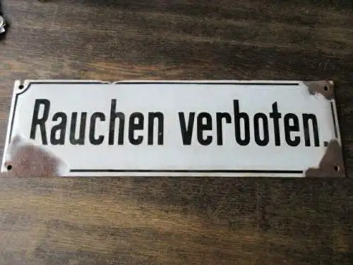 altes Emaileschild Rauchen Verboten  40 x 12