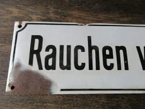 altes Emaileschild Rauchen Verboten  40 x 12