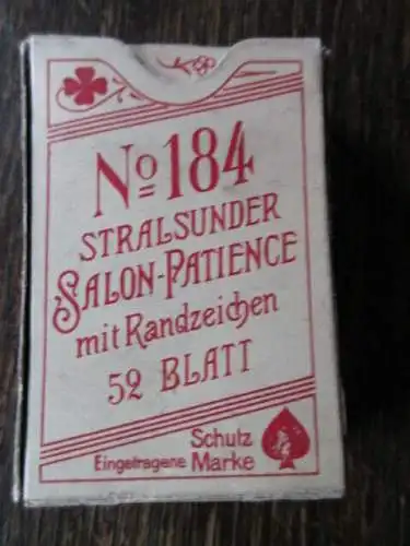 Stralsunder Salon-Patience Nr.184 alte Skatkarten 52 Blatt Litho um 1920 Leipzig