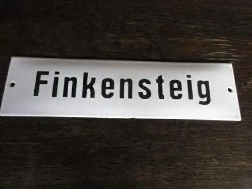 altes Emailleschild Emaille Finkensteig