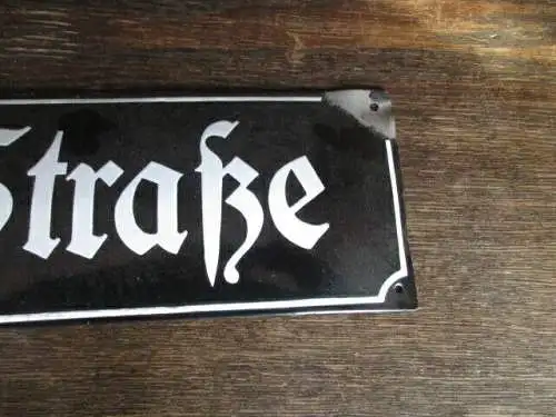 altes Emailleschild Emaille Knausche Straße