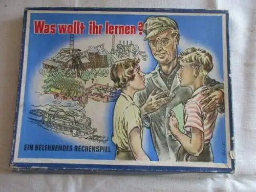 Was wollt ihr lernen ? Ein belehrendes Rechenspiel Lottospiel 1953 RARITÄT