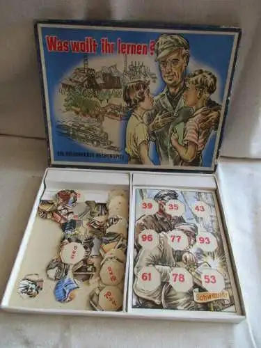 Was wollt ihr lernen ? Ein belehrendes Rechenspiel Lottospiel 1953 RARITÄT