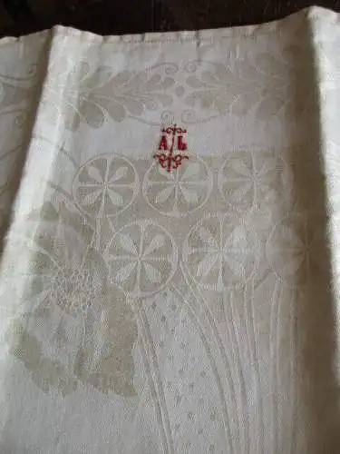 Jugendstil Leinen Handtuch Küchentuch Tischläufer Spruch Motiv Monogramm AL (88)