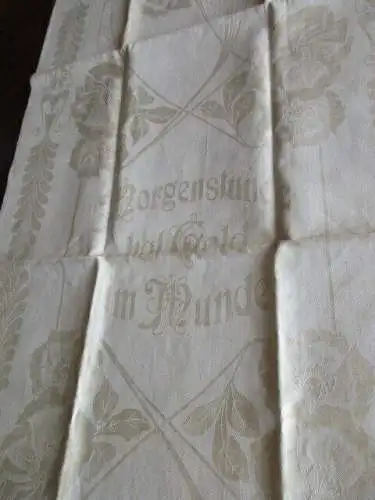 Jugendstil Leinen Handtuch Küchentuch Tischläufer Spruch Motiv Monogramm AL (88)