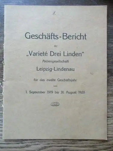 Leipzig Lindenau Geschäftsbericht Variete Drei Linden 1920