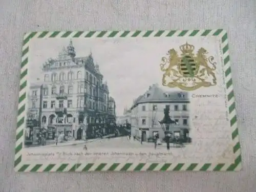 AK Chemnitz Prägekarte Johannisplatz nach innere Johannisstr. Hauptmarkt 1903