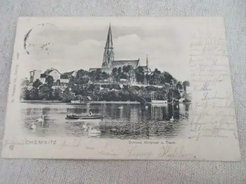 Ak Chemnitz Schloss Miramar und Teich 1903