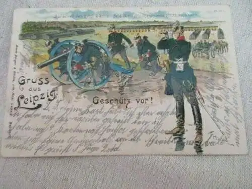 Ak Leipzig Baracken 7. Kgl. sächs. Feld Artillerie Regiments Nr. 77 Möckern 1900