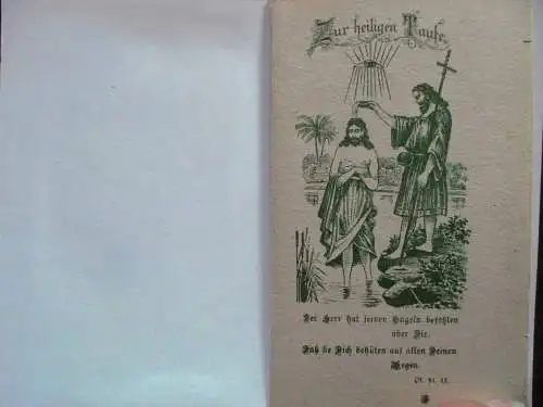 wunderschöne alte Klappkarte Zur Erinnerung an die Taufe Oblate um 1900