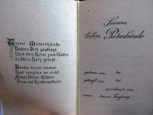 wunderschöne alte Klappkarte Zur Erinnerung an die Taufe Oblate um 1900