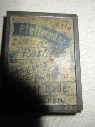 seltene alte Blechdose Pfefferminz Pastillen Caspar Bader München um 1910