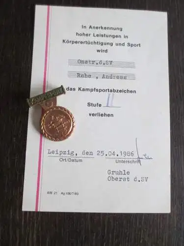 Kampfsportabzeichen Stufe 2 mit Urkunde