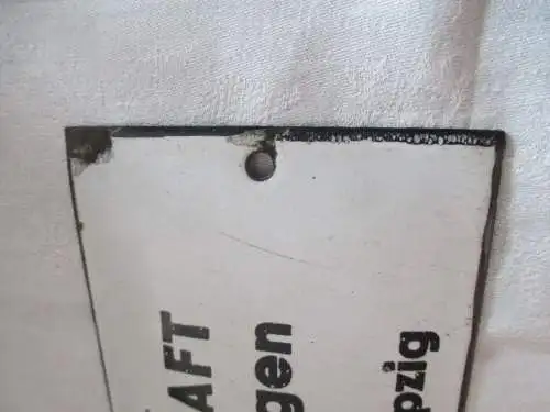 seltenes altes Emailschild Emaille Schild  Sächsische Baugesellschaft Leipzig