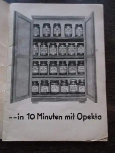 Bereite mit Opekta in 10 Minuten Marmeladen Gelees Rezeptbuch Nr. 9 um 1930